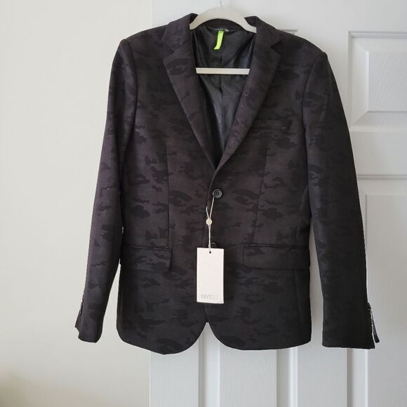 Rnt23 TWO BUTTON MONOCHROMATIC BLAZER - BLACK CAMO - Picture 4 of 14